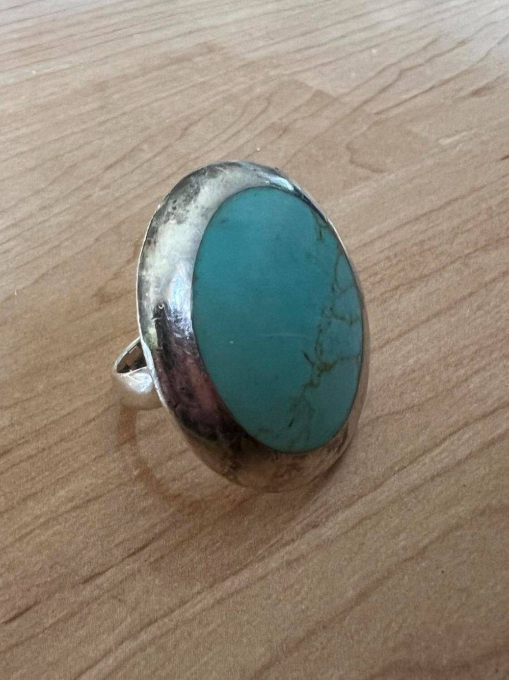 LARGE STERLING AND TURQUOISE STATEMENT RING